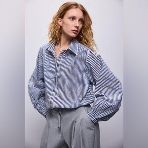 Summum Striped Blue Button Down Shirt